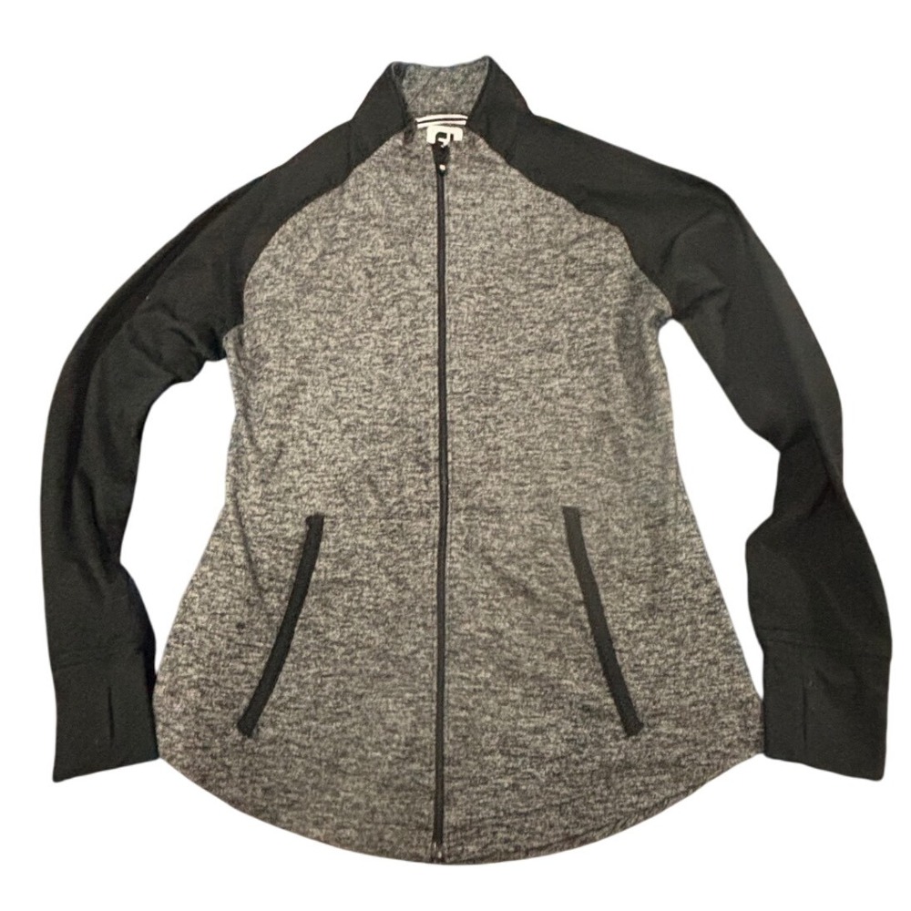 FJ Footjoy Women's Full Zip Golf Jacket Gray Black‎ Athletic